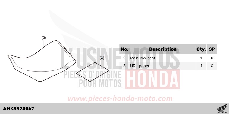 KIT,LOW SEAT *PBA04L* de Africa Twin DCT PEARL GLARE WHITE (NHB53H) 2024